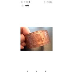 Old vintage decorated copper bracelet